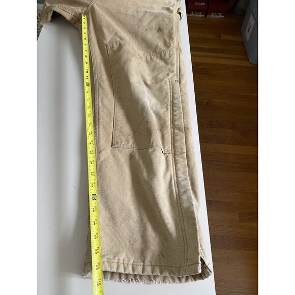 Carhartt Overalls Mens 38x29 Brown Quilted Lined Workwear Double Knee Distressed - Picture 13 of 14